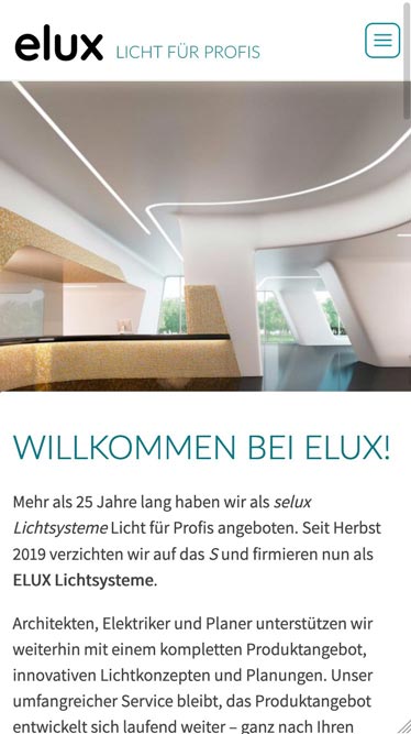 Website leuchenshop.at  auf einem Smartphone