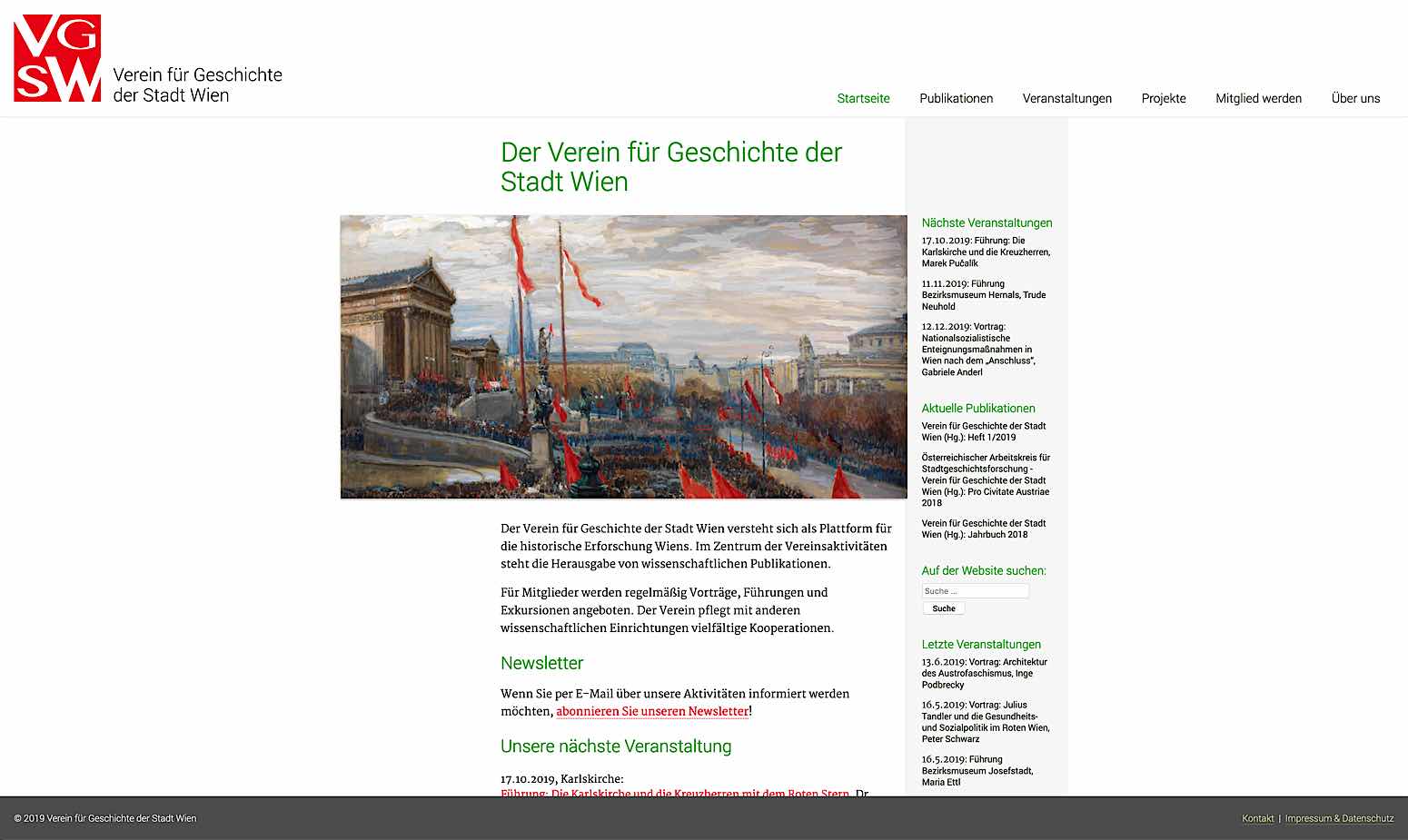 Startseite Verein für Geschichte der Stadt Wien