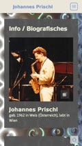 Website Johannes Prischl auf einem Smartphone